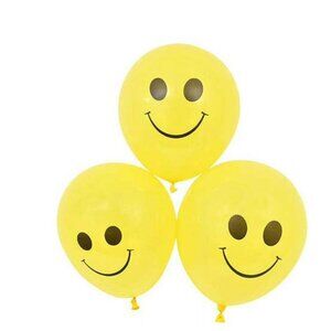 4-Packs of‎ Yellow Latex Balloons w. Smiley Faces by Greenbrier Intl. | NWT